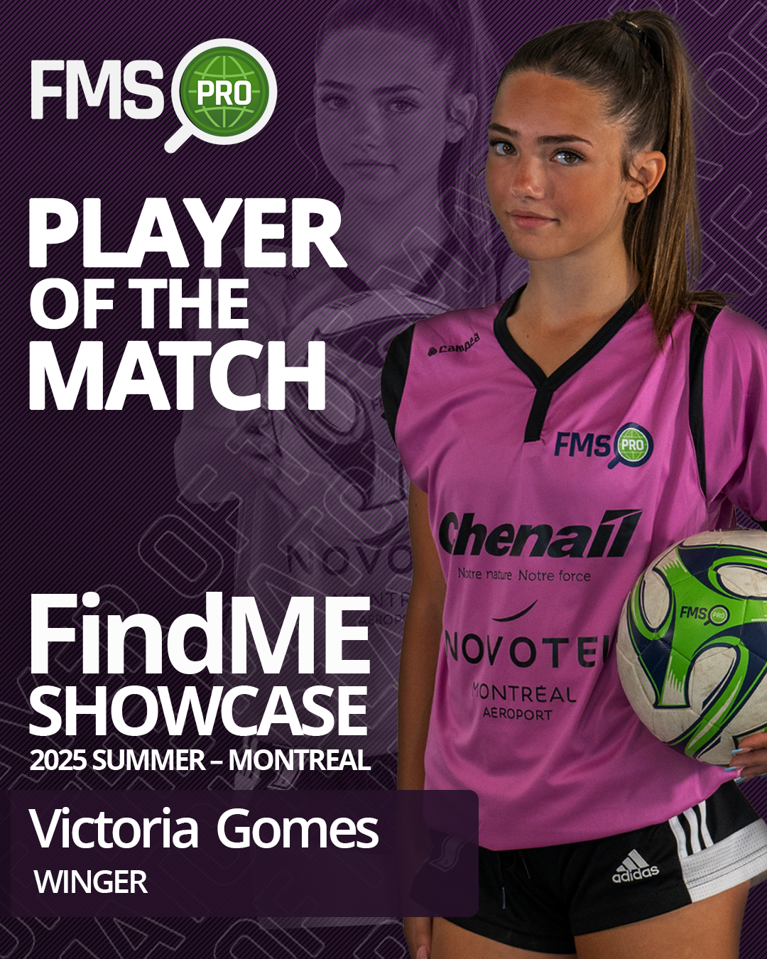 Victoria Gomes delivered a composed and effective performance in the Pink A vs Burgundy A matchup at the FindME Showcase 2025-06 Montreal (Girls), earning Player of the Match honors.