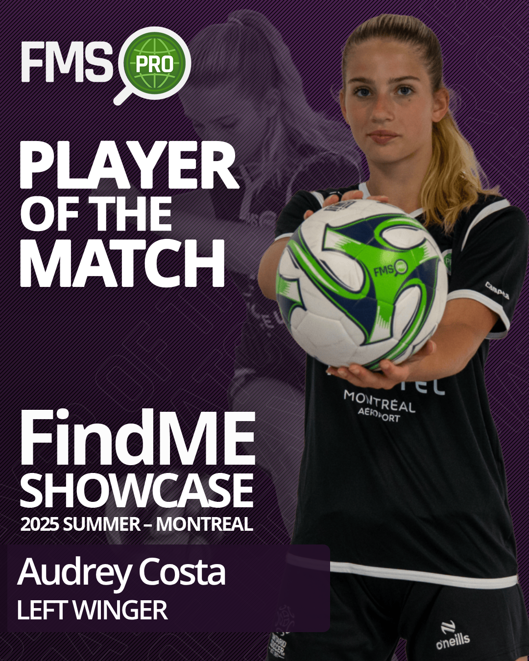 player of the match findme 2025 montreal girls audrey costa
