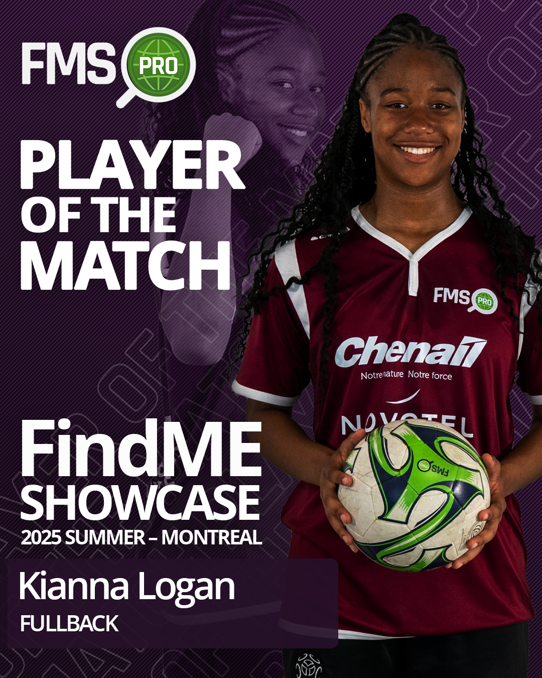 player of the match findme 2025 montreal girls kianna logan