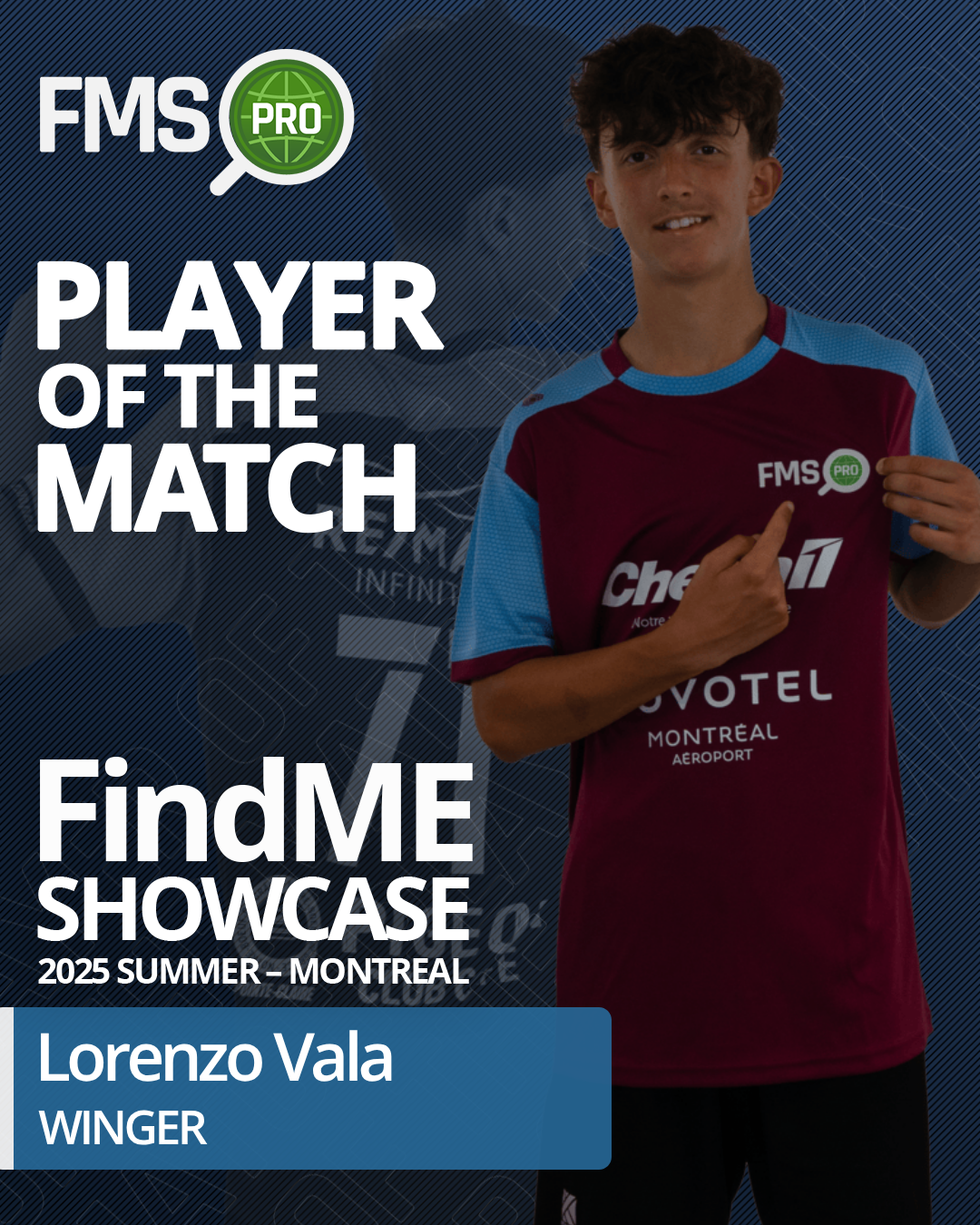 player of the match findme 2025 montreal boys lorenzo vala