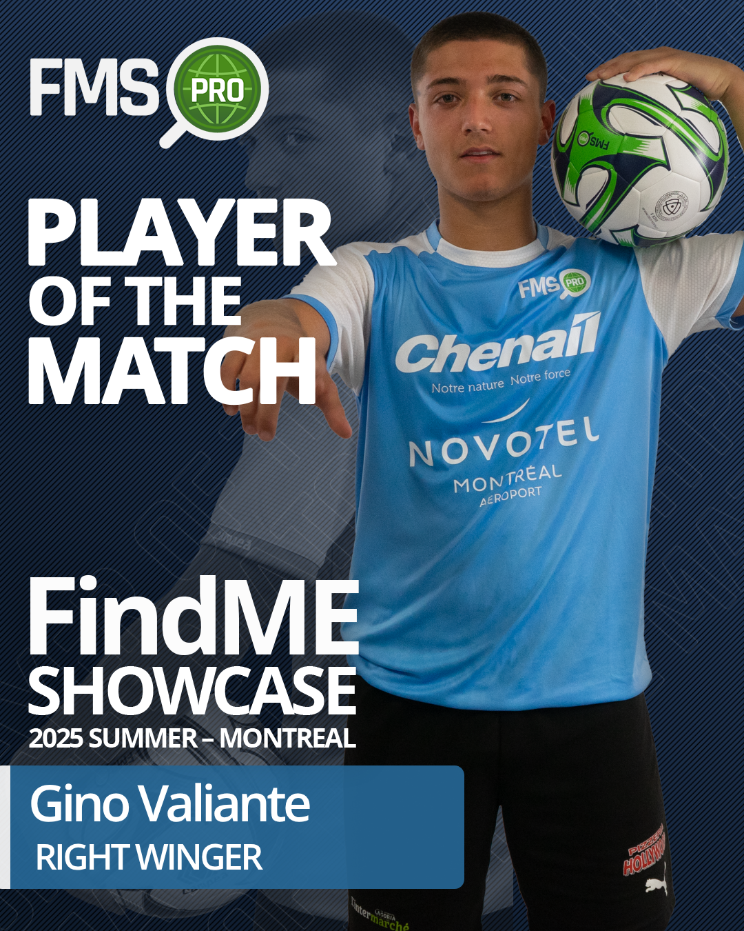 Gino Valiante Player of the Match Montreal soccer showcase