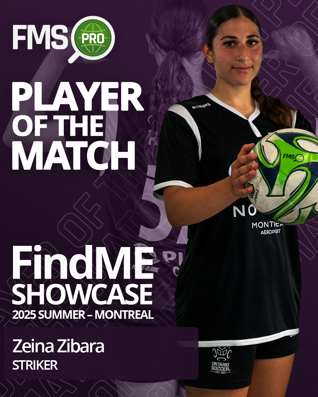 Pink A vs Black soccer, Zeina Zibara Player of the Match, FindME Showcase Montreal girls