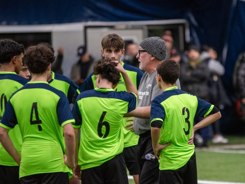 Boys showcasing their soccer skills at the FMSpro Boys' Showcase in Milton, February 2025