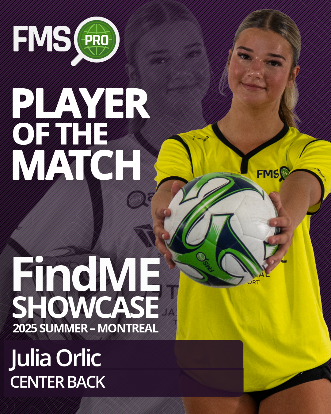 player of the match findme 2025 montreal girls julia orlic